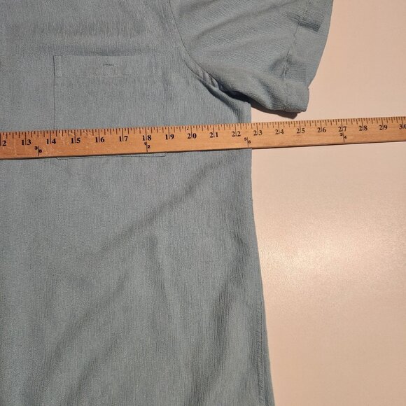 Island Shores Shirt Button Up Short Sleeve Light Blue Rayon Polyester Mens Med - Picture 9 of 10